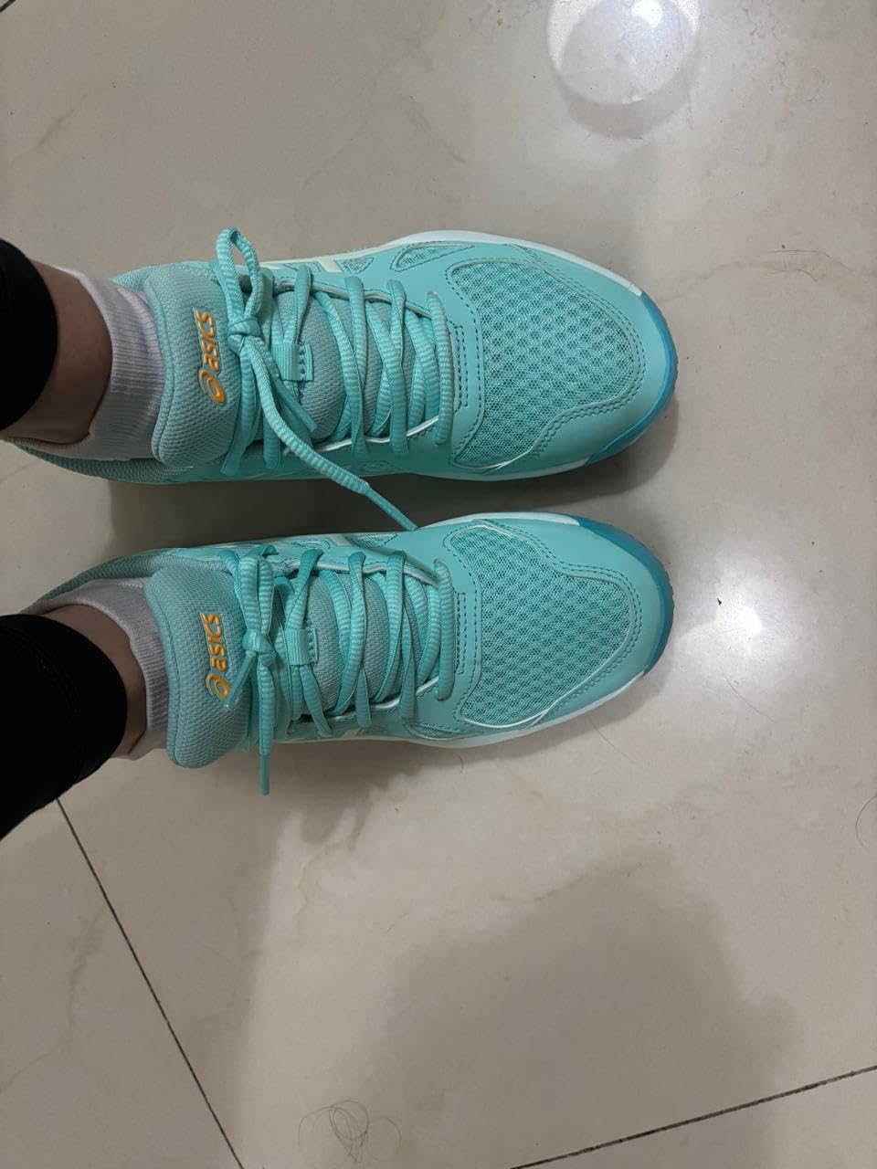 ASICS Women's Upcourt 6 Volleyball Shoes in Rich Navy Watershed Rose colorway