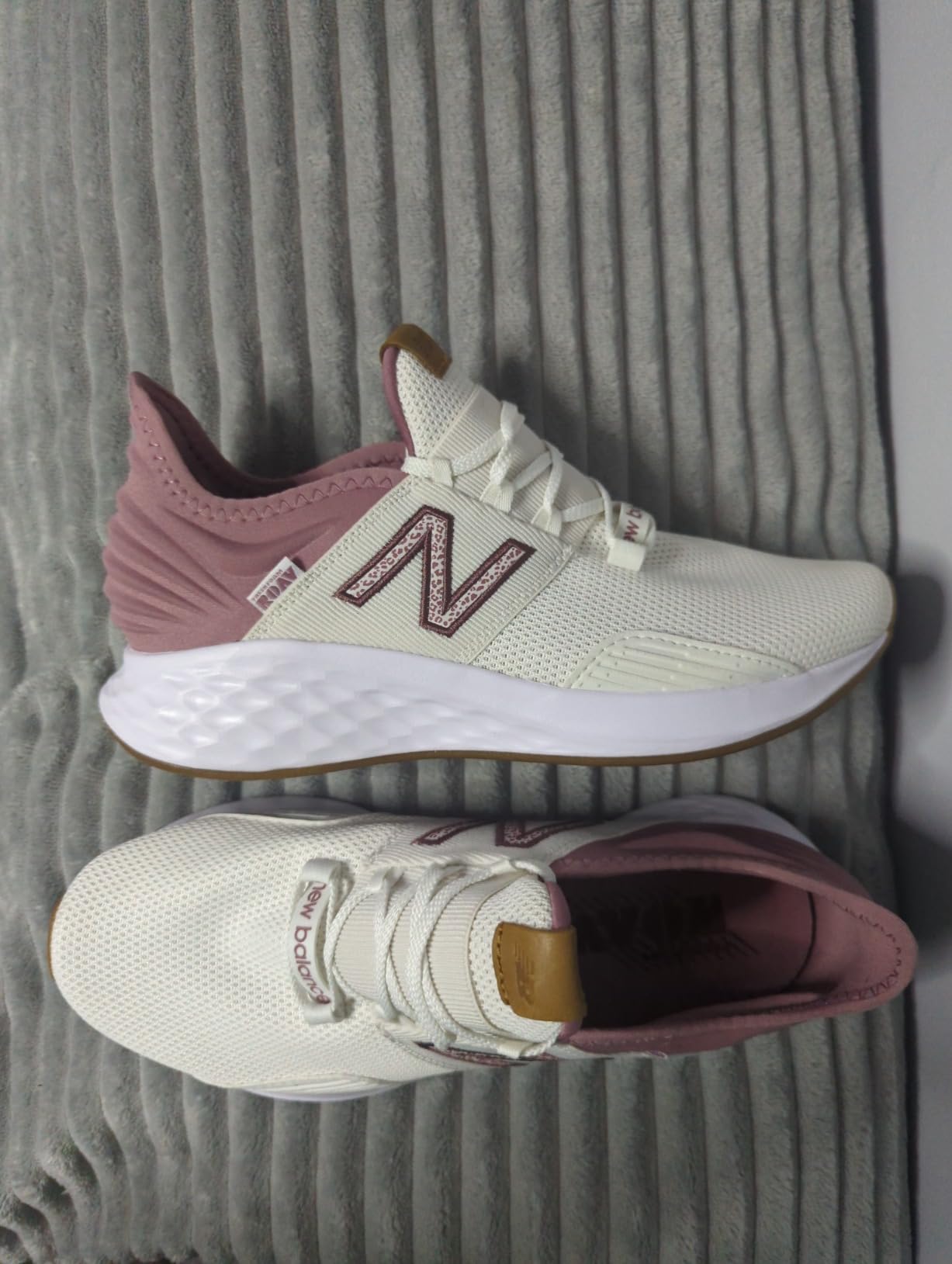 New Balance Women's Fresh Foam Roav white colorway showing cloud-like midsole and slip-on design