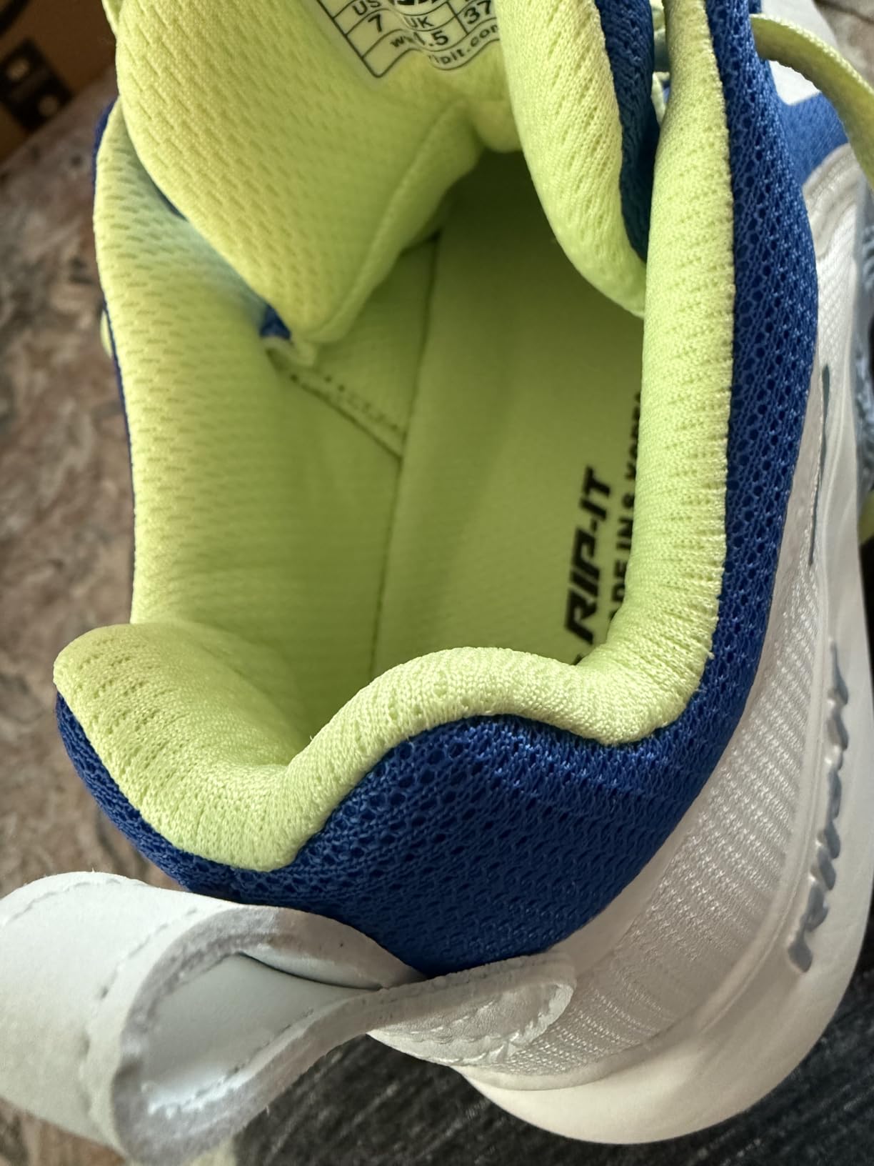 PUMA Voltaic Evo showing durability concern area where mesh meets TPU toe cap