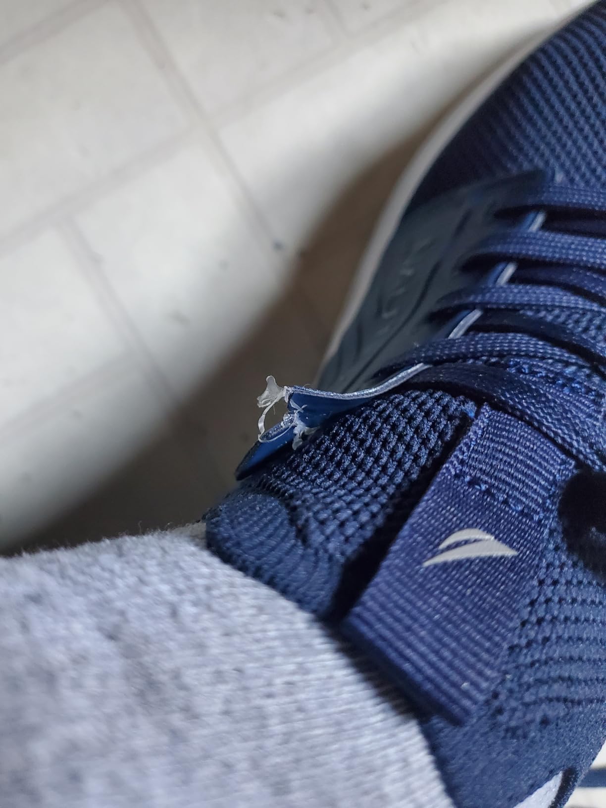 Example of broken eyelet issue common with these sneakers