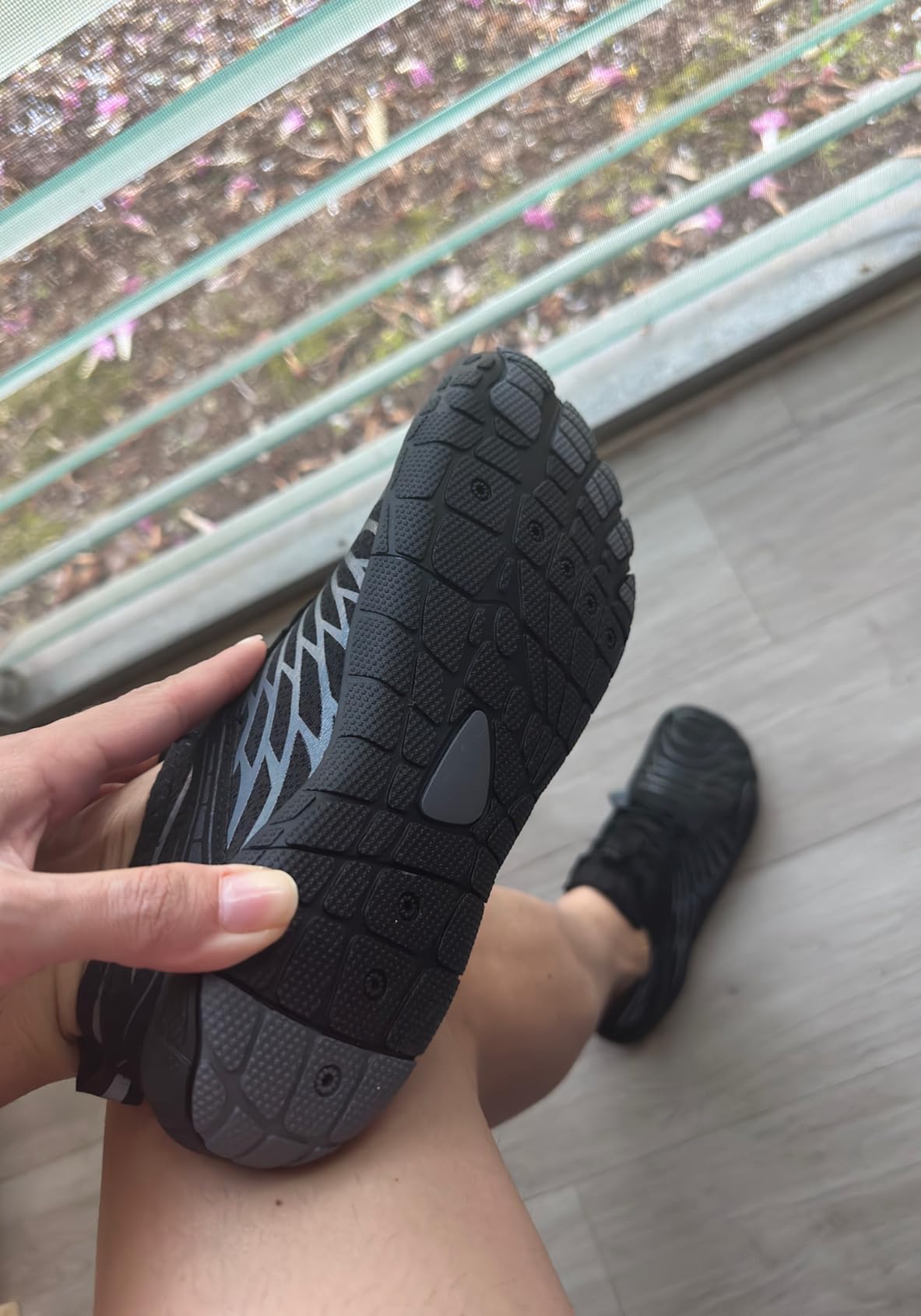 JMZB hiking shoes on rocky terrain testing
