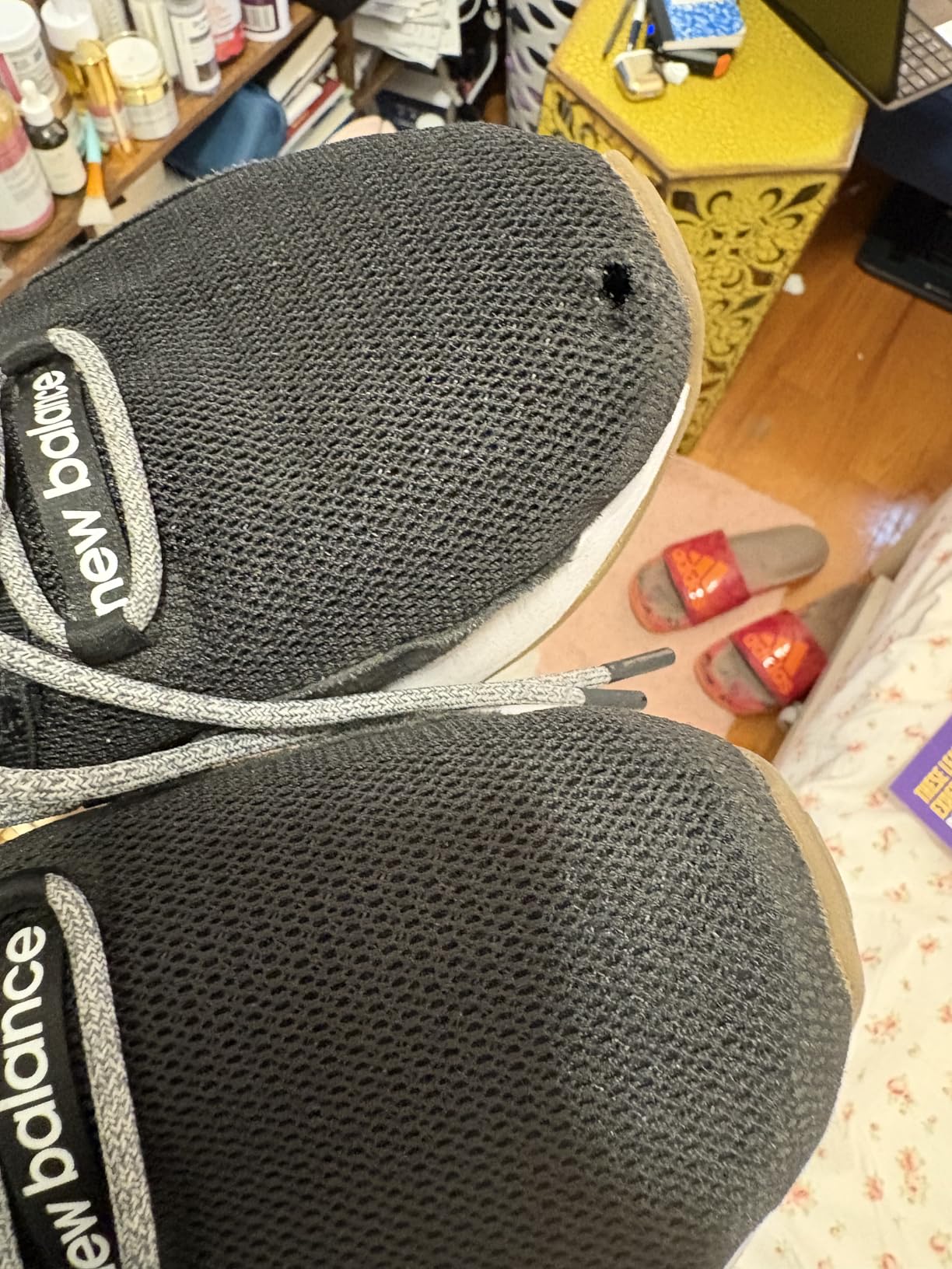 New Balance Fresh Foam Roav showing durability issue with hole in toe area after several months