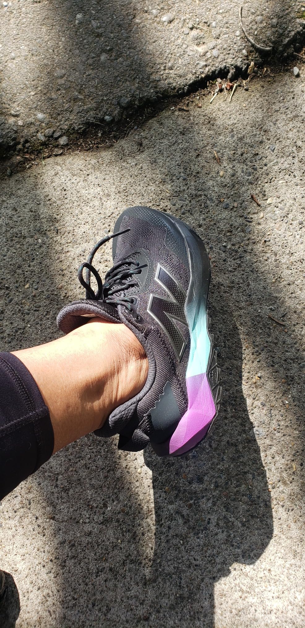 New Balance DynaSoft Nitrel V6 outsole showing AT Tread pattern for trail traction