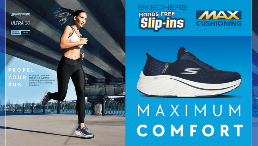 Skechers Go Walk shoes on feet during outdoor walking activity showing real-world usage