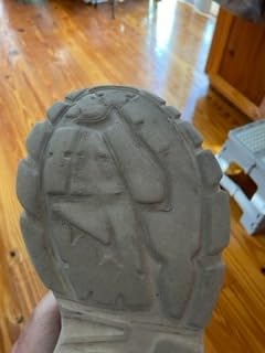 Sole wear after 2.5 weeks showing significant deterioration