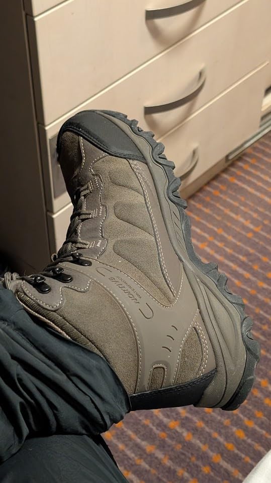 NORTIV 8 boots waterproof testing showing sole and upper construction details