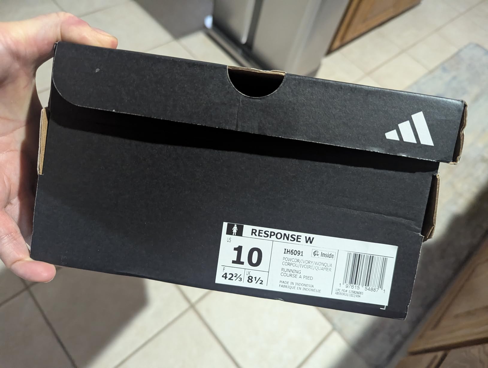 Workplace setting showing Adidas Women's Response shoes during professional daily wear