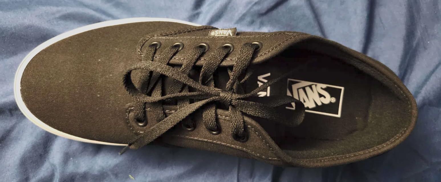 Vans Atwood detail shot showing canvas upper construction and side stripe design