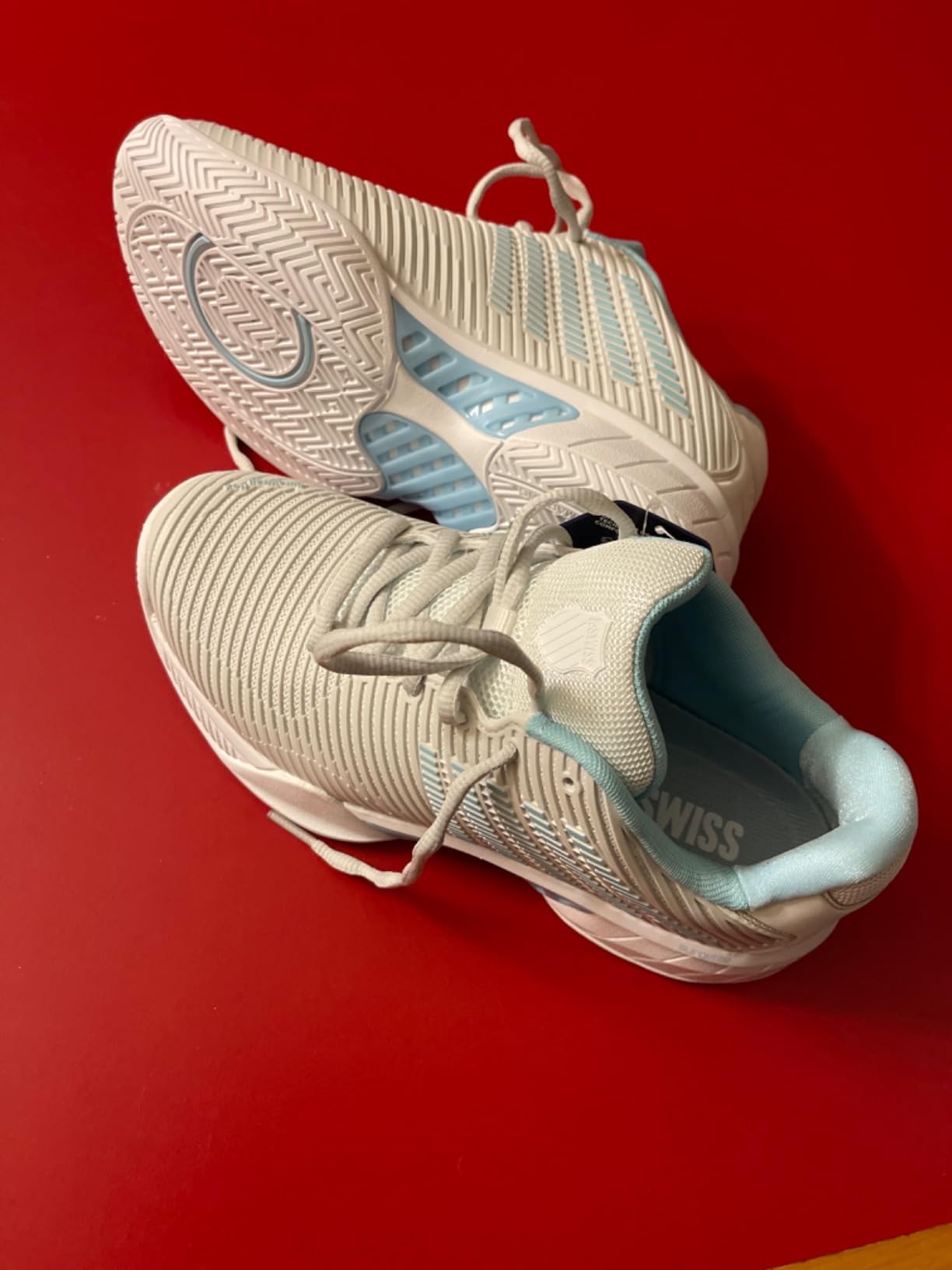 K-Swiss Women's Hypercourt Express 2 in action on tennis court showing real-world performance