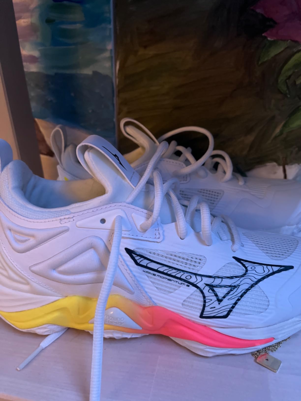 Mizuno Wave Momentum 3 on volleyball court showing performance during gameplay
