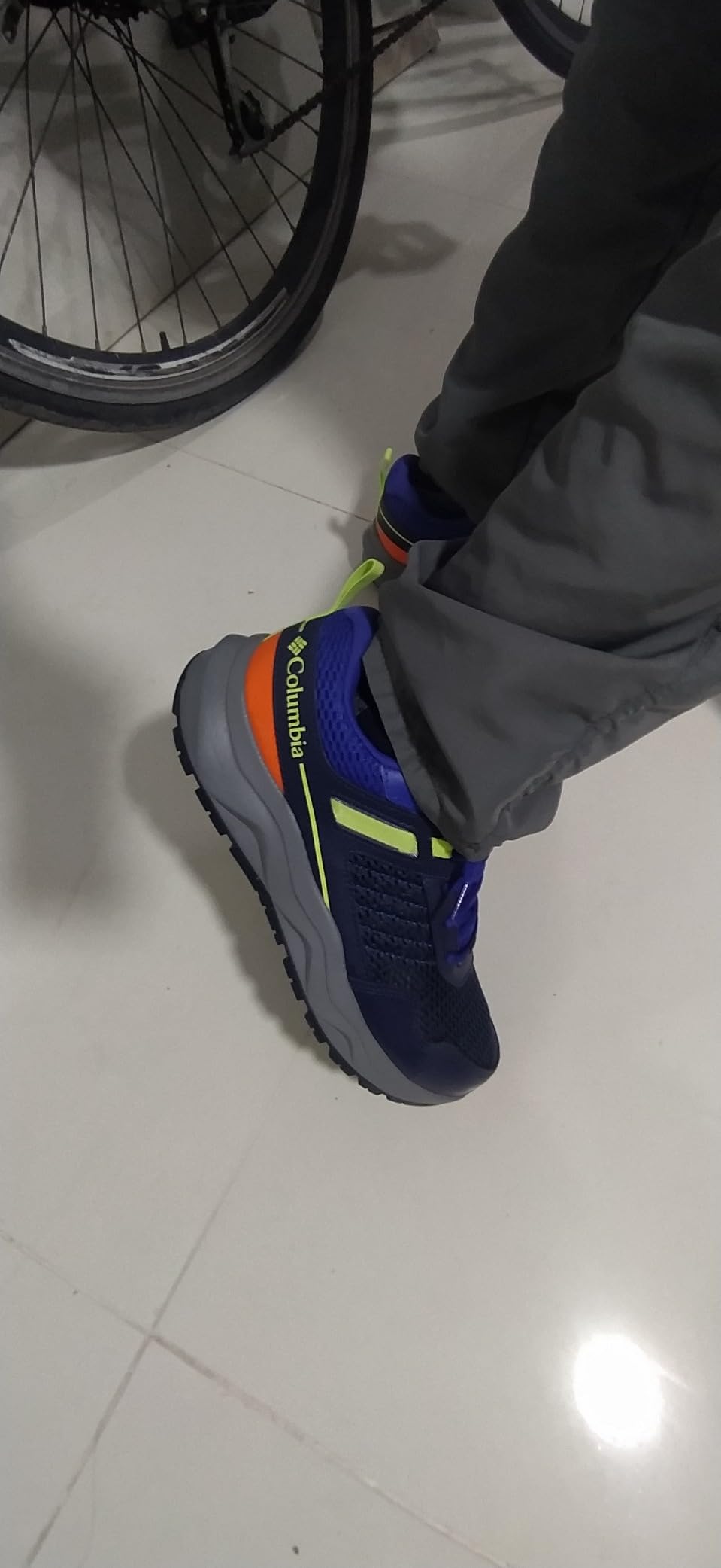 Columbia hiking shoe showing sole tread detail and multi-terrain grip pattern