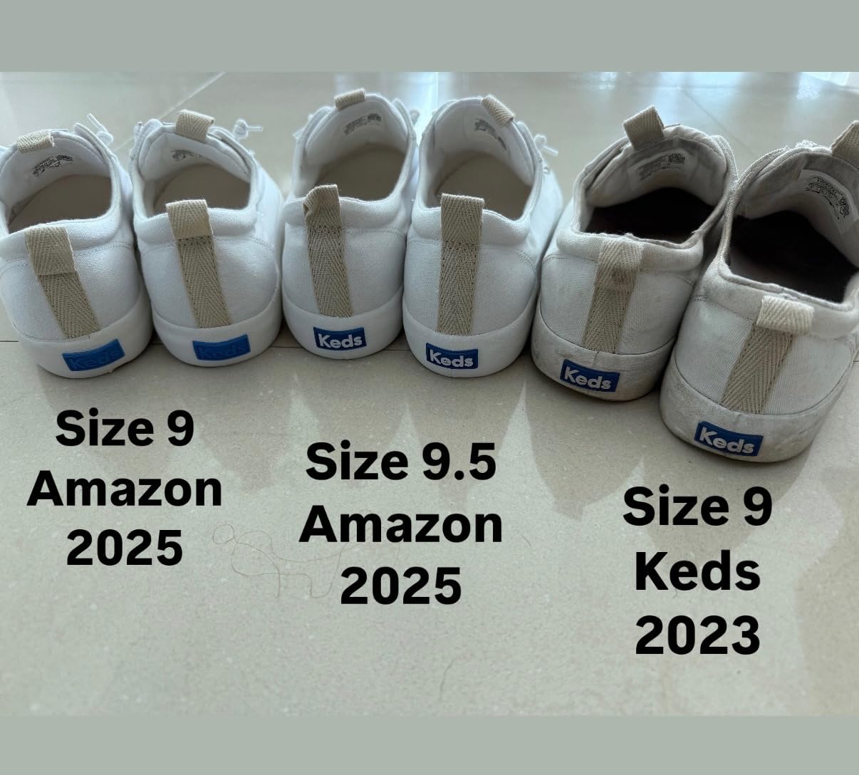 Comparison of different Keds Kickback models showing label variations and design differences