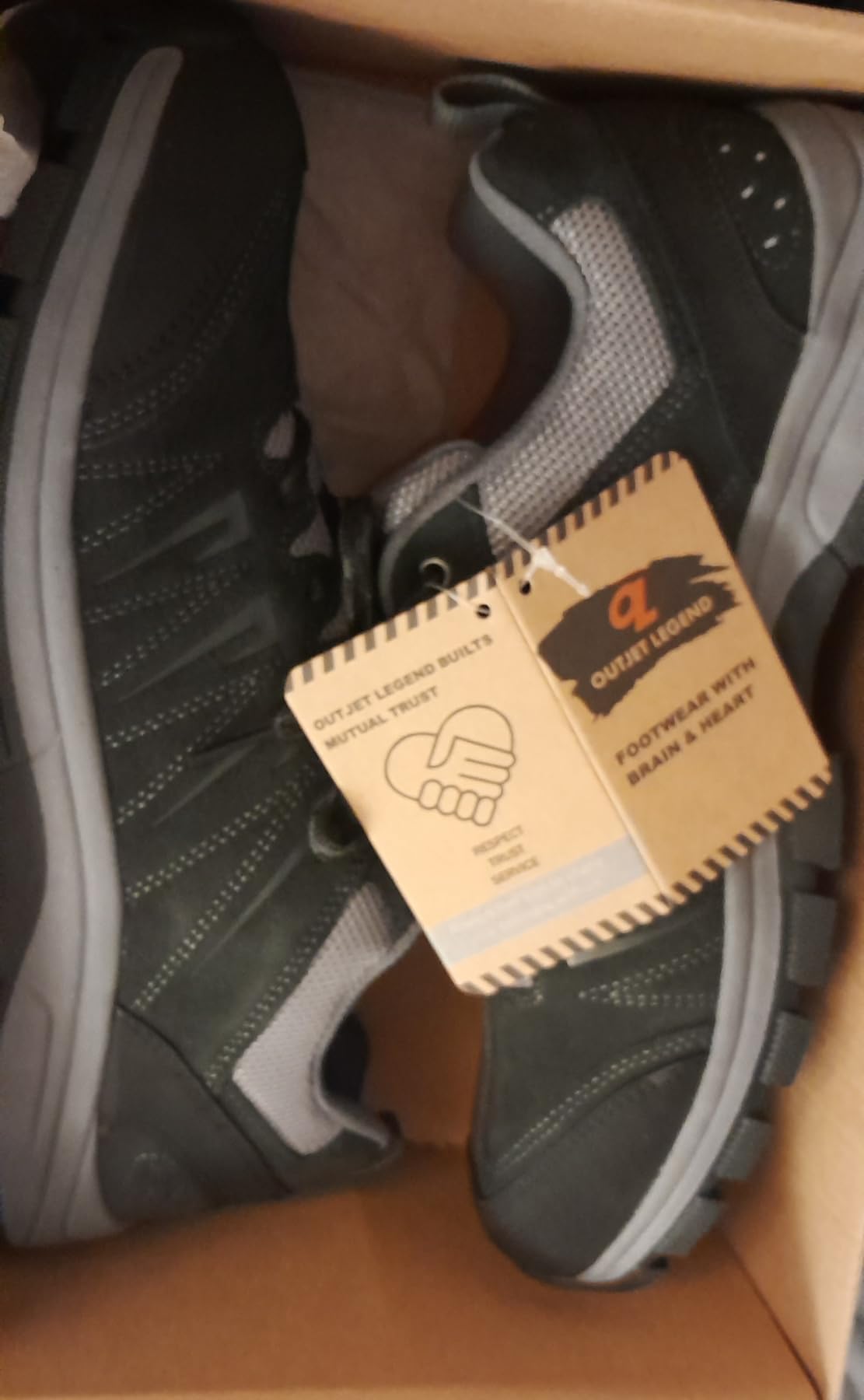 OL OUTJET LEGEND hiking shoes sole pattern showing aggressive tread design for multiple terrain types