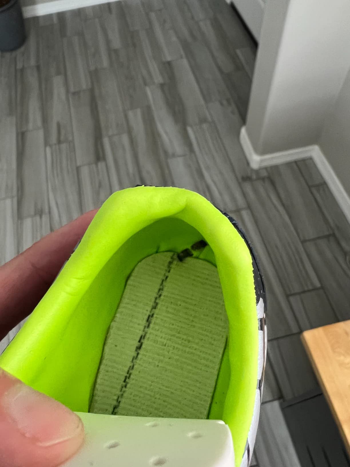 Interior view showing EVA insole and mesh lining construction