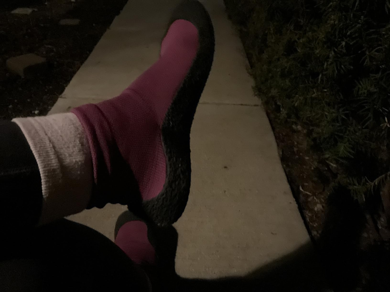 Close-up of WHITIN barefoot sock shoes showing mesh upper construction and ankle height design