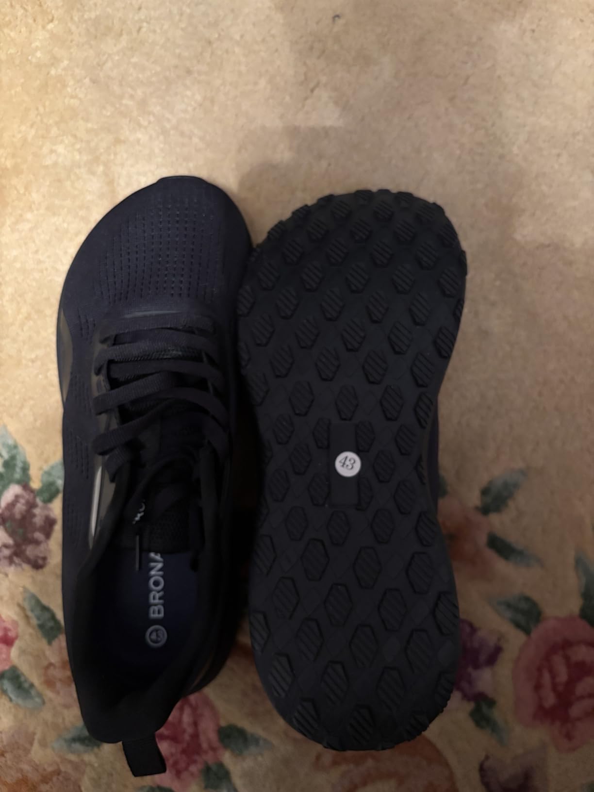 BRONAX Women's Wide Toe Box Running Shoes main product view showing black mesh upper and wide toe design