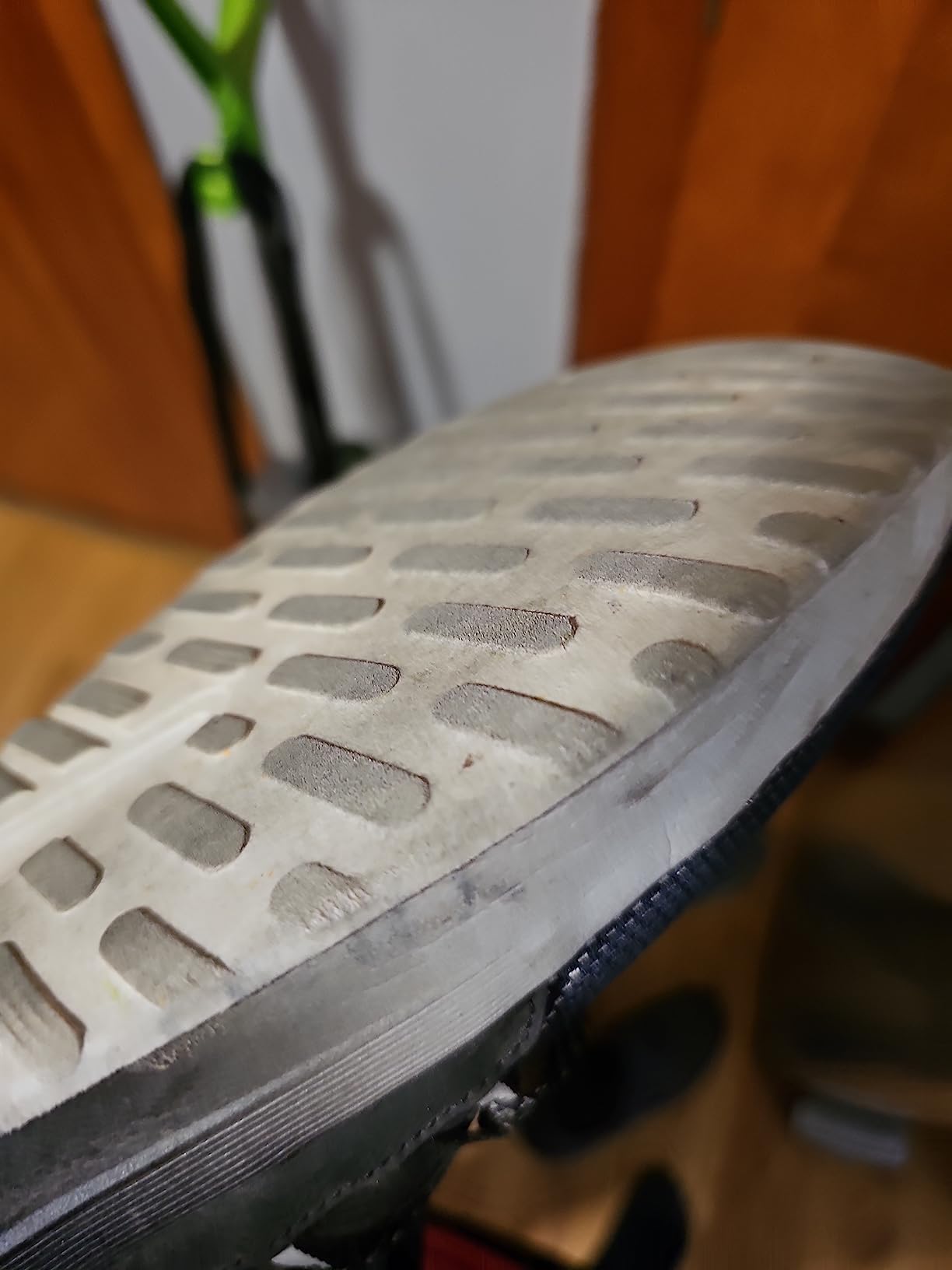 Sole wear pattern after 3 months showing durability concerns in high-wear areas