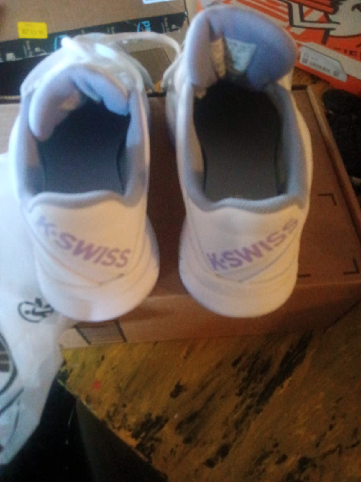 K-Swiss Court Express showing lateral support features and herringbone outsole pattern