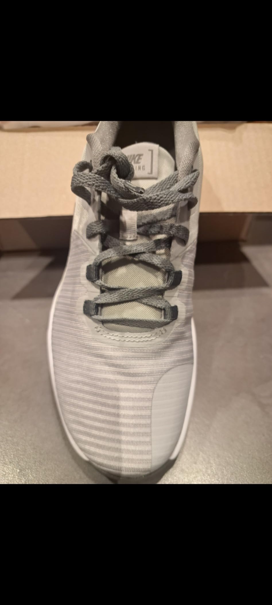 Nike Flex Control TR3 heel counter and midfoot support showing synthetic overlay construction
