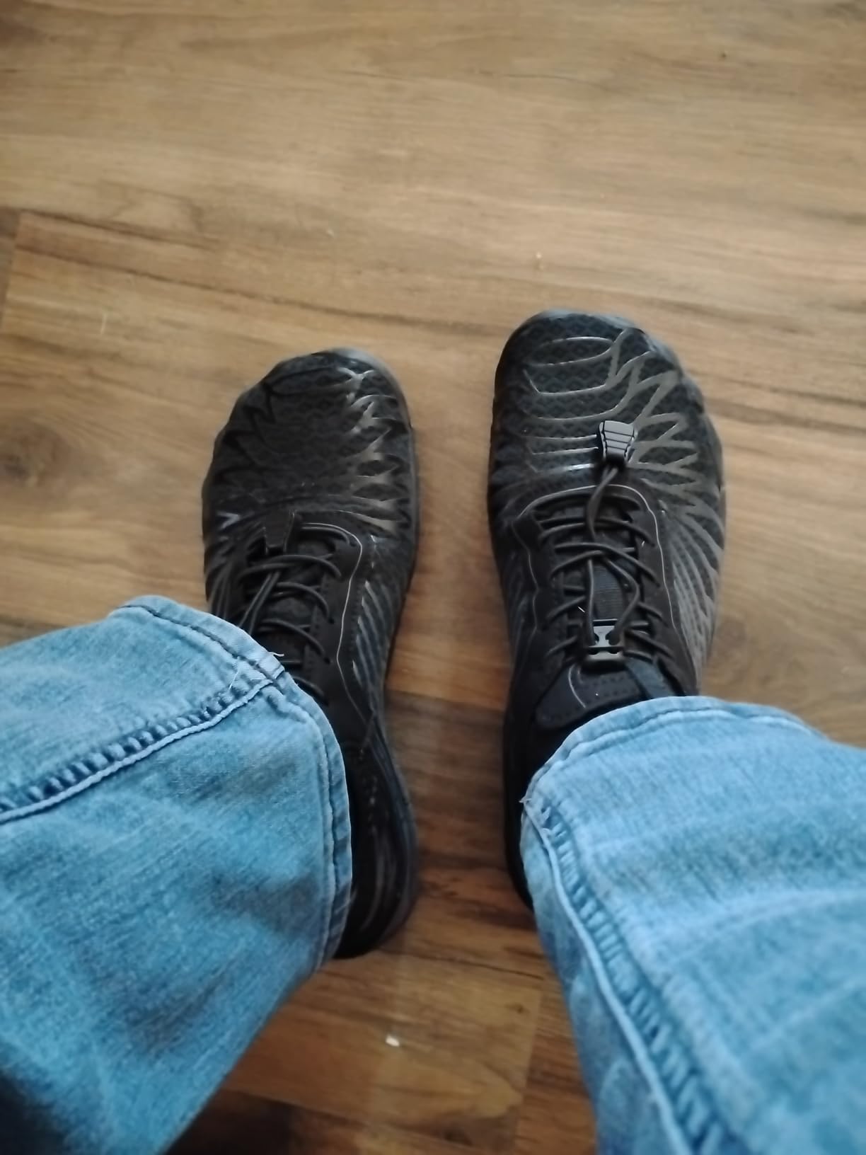 Hike barefoot shoes detail shot showing mesh upper breathability and flexible construction