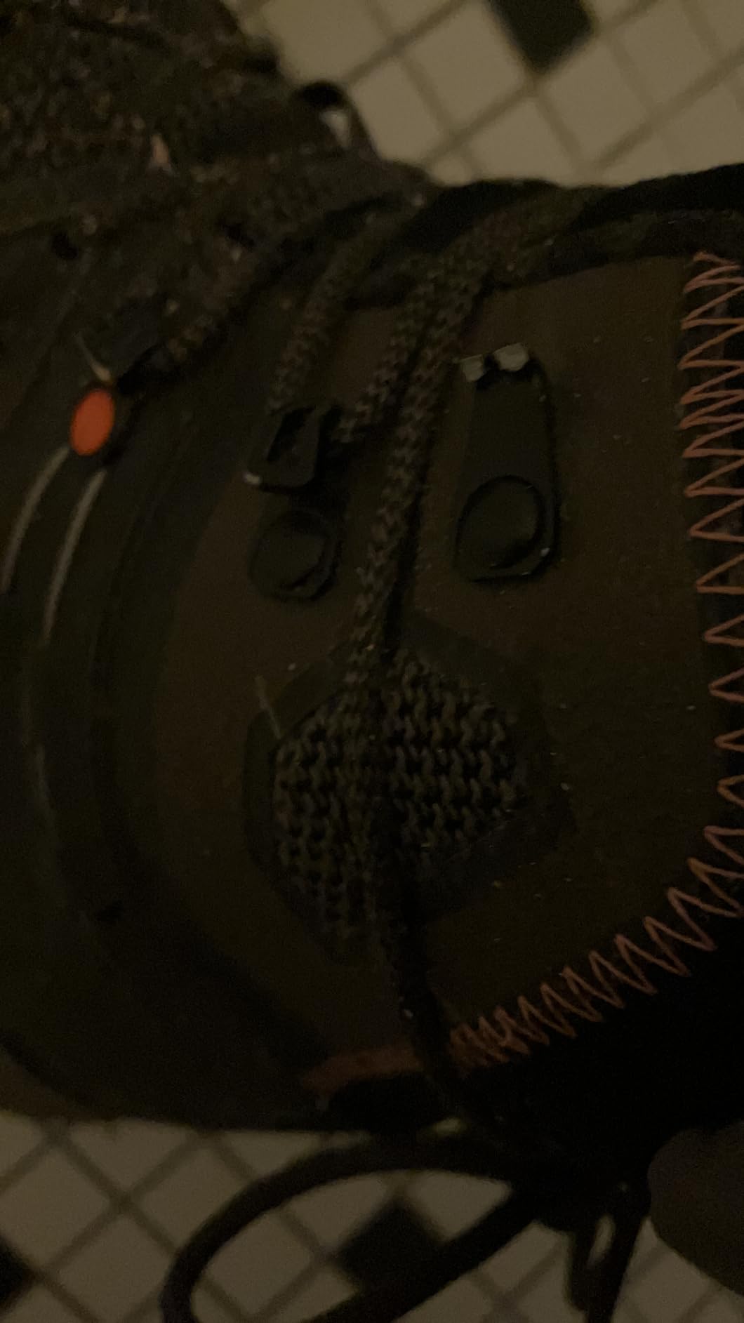 Close-up of Pomoca sole showing aggressive tread pattern for hiking traction