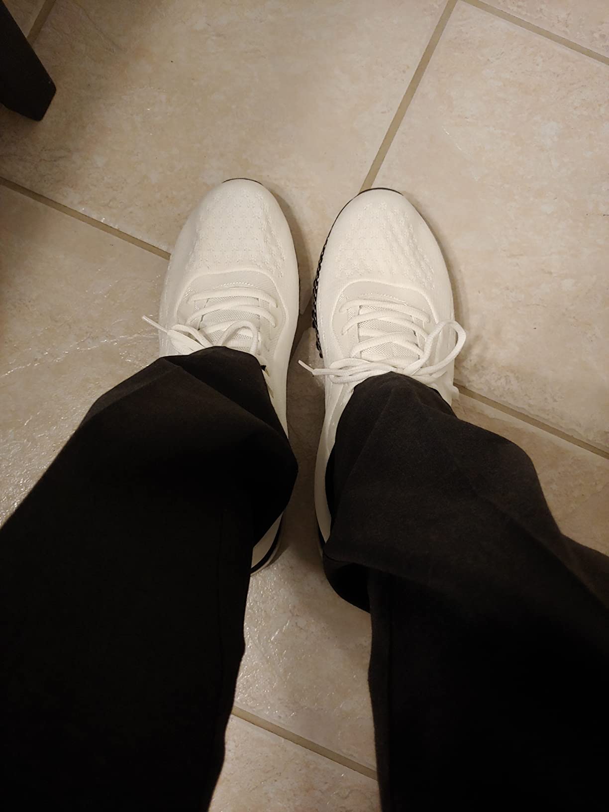 QAUPPE Mens Running Shoes white colorway showing breathable knit upper and rubber outsole design