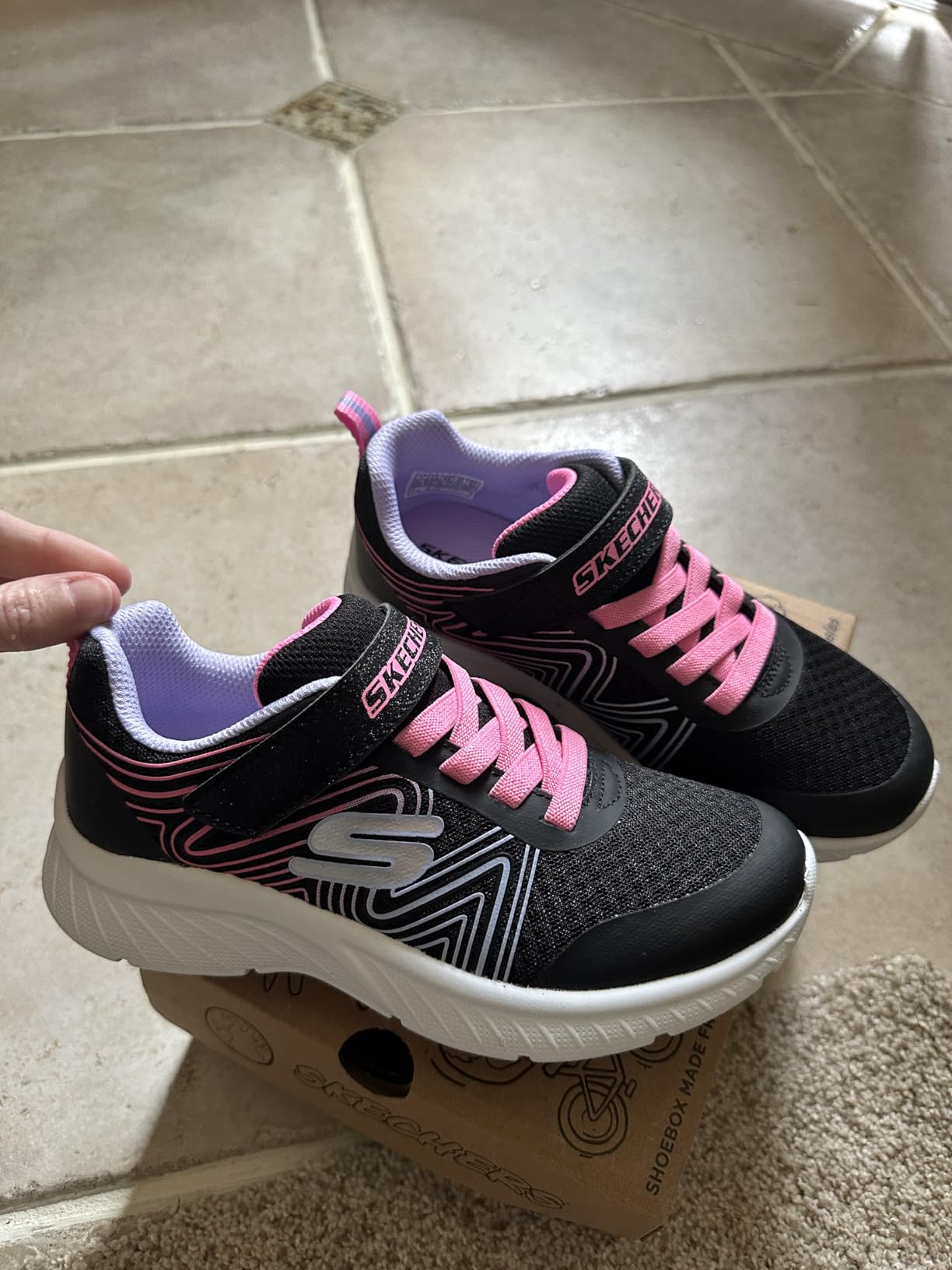 Skechers Microspec Plus Swirl Sweet Sneaker in a cute aqua and pink colorway.