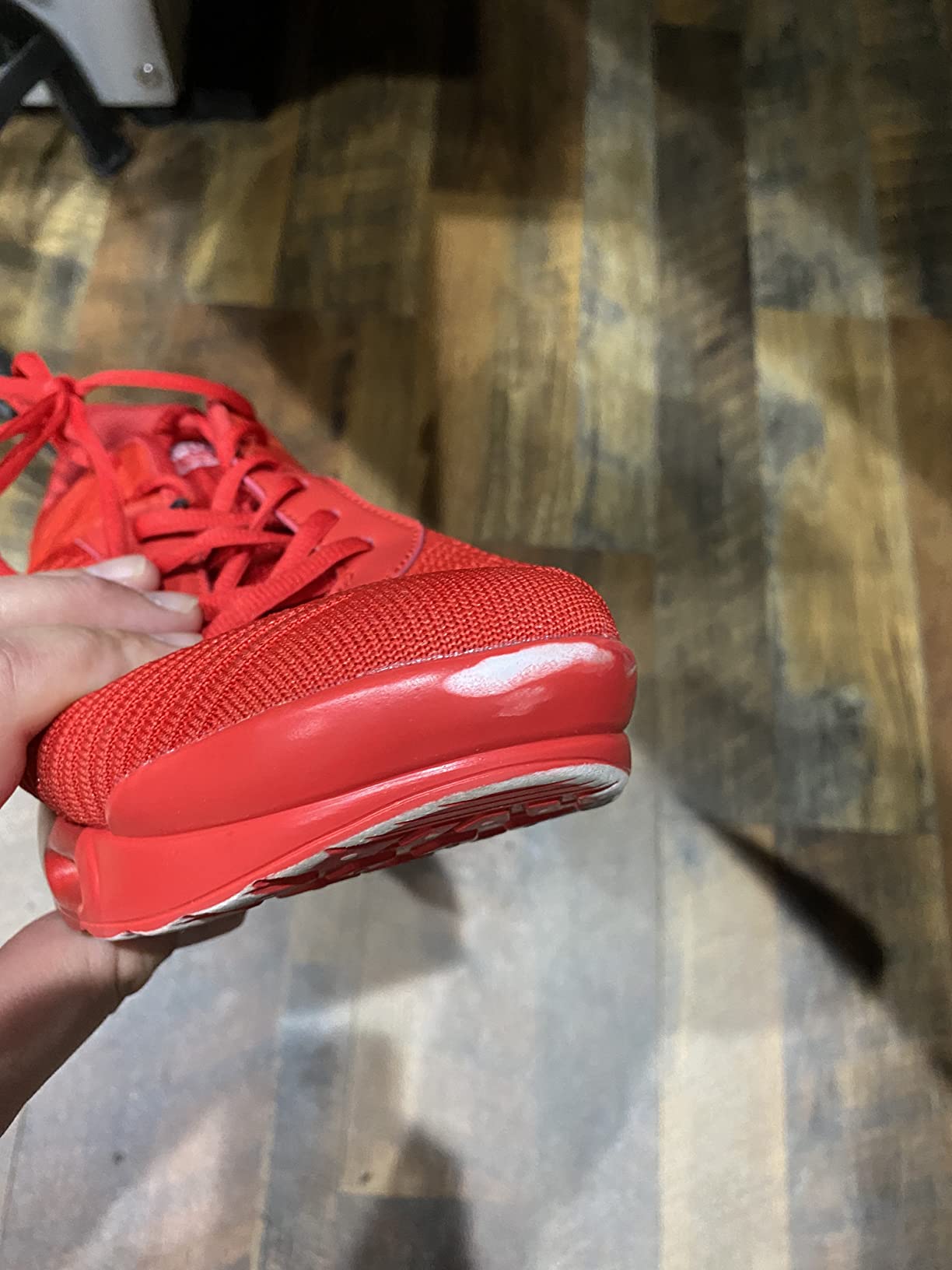 Men's sneakers after gym use showing wear patterns and sole grip performance