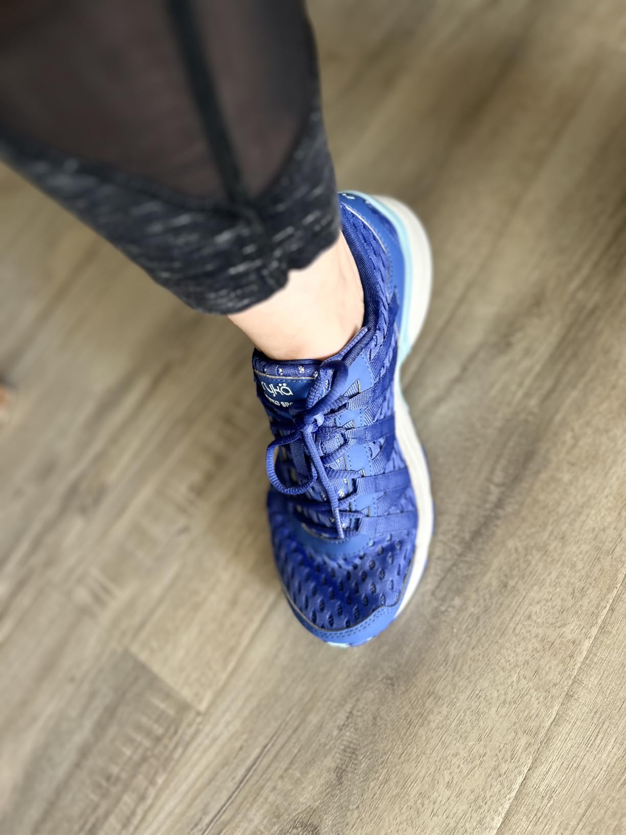 Ryka Hydro Sport flexibility test showing toe bend and overall shoe construction during movement