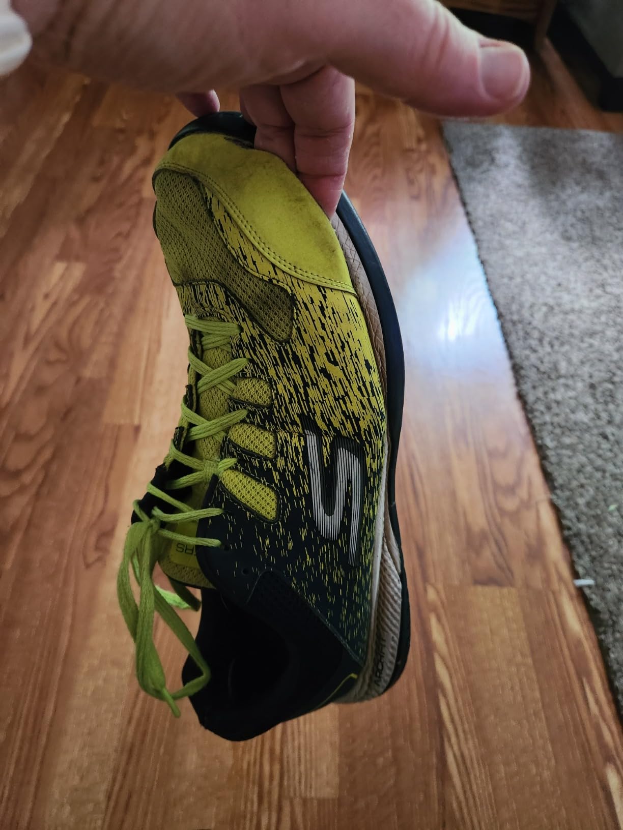 Comparison showing Skechers marketing claims versus actual wear after extended use