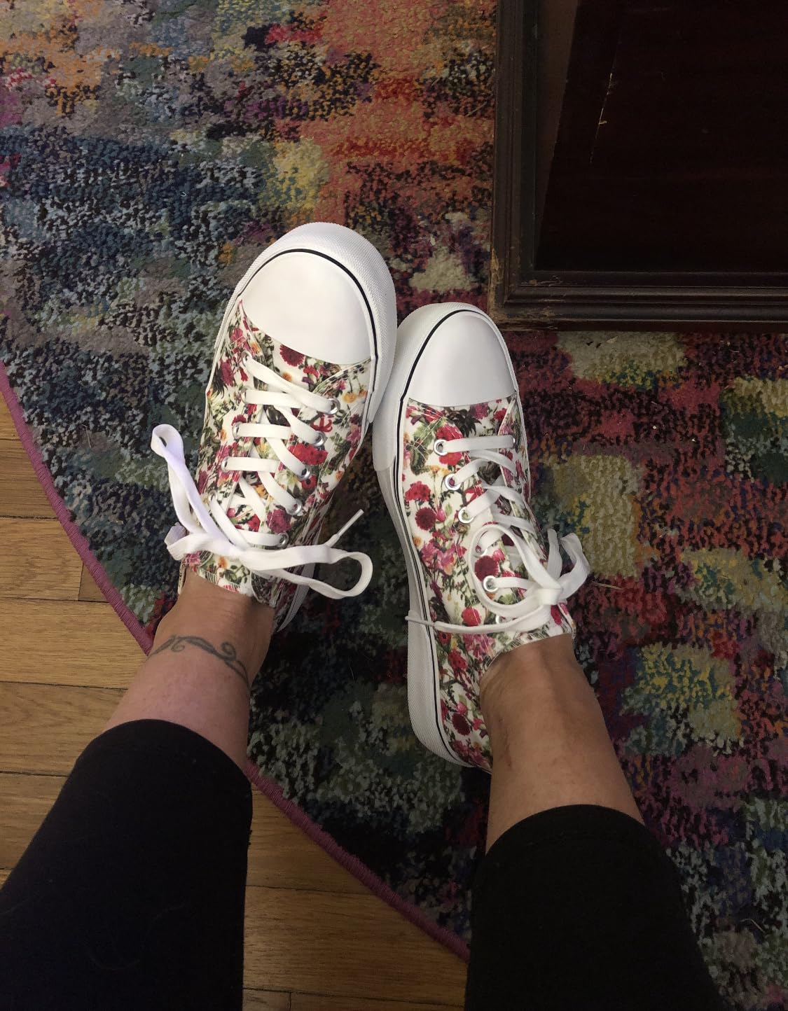 Adokoo women's sneakers worn in casual setting showing real-world styling