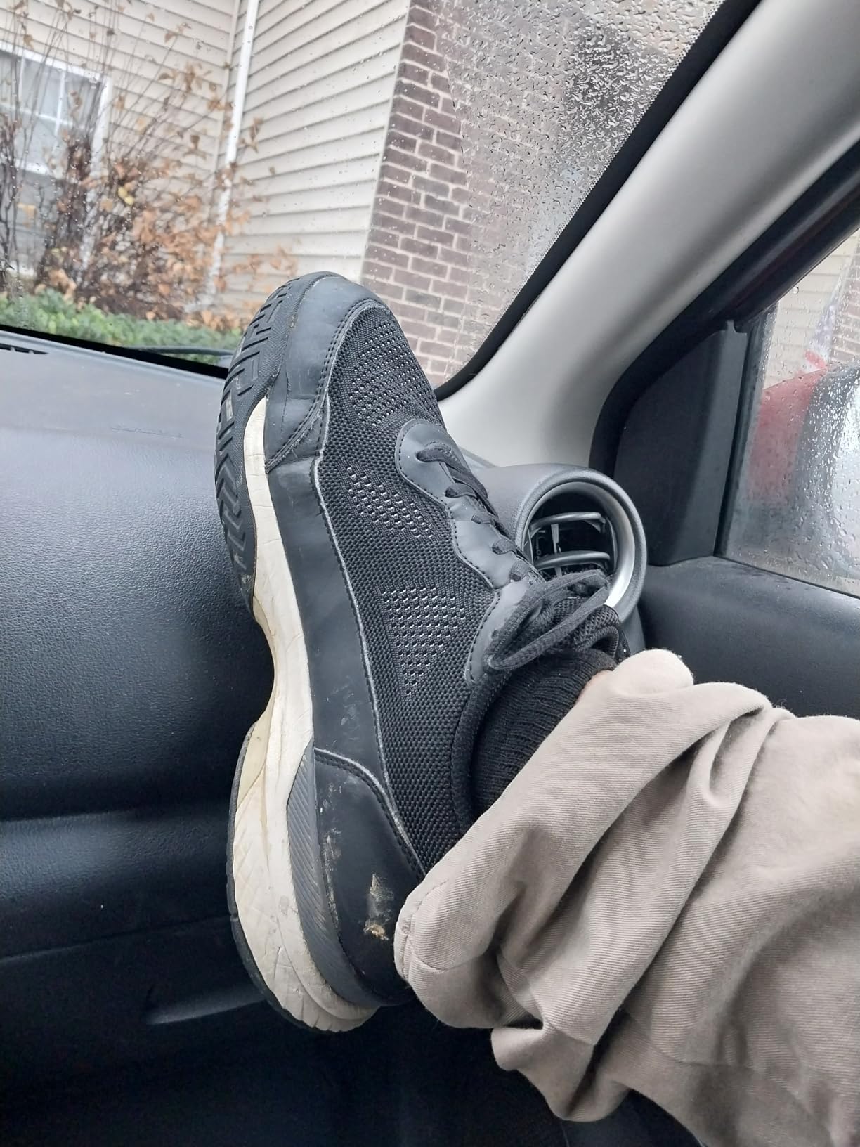Detailed view of FitVille shoe after extended testing showing wear patterns