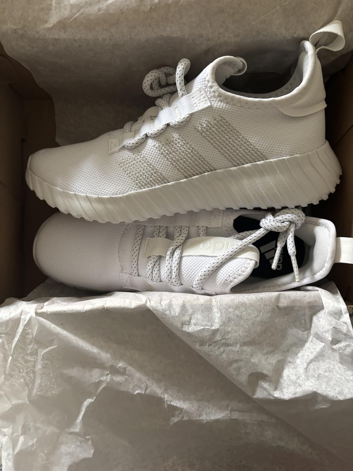 Adidas Women's Kaptir Flow Sneaker in Preloved Fig colorway showing Cloudfoam cushioning and slip-on design