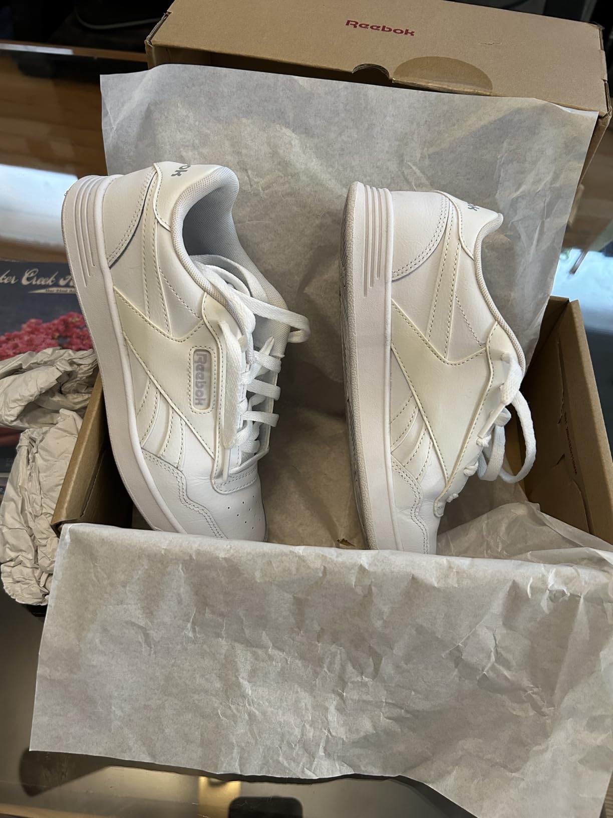 Reebok Court Advance women's classic leather sneaker white colorway main product view