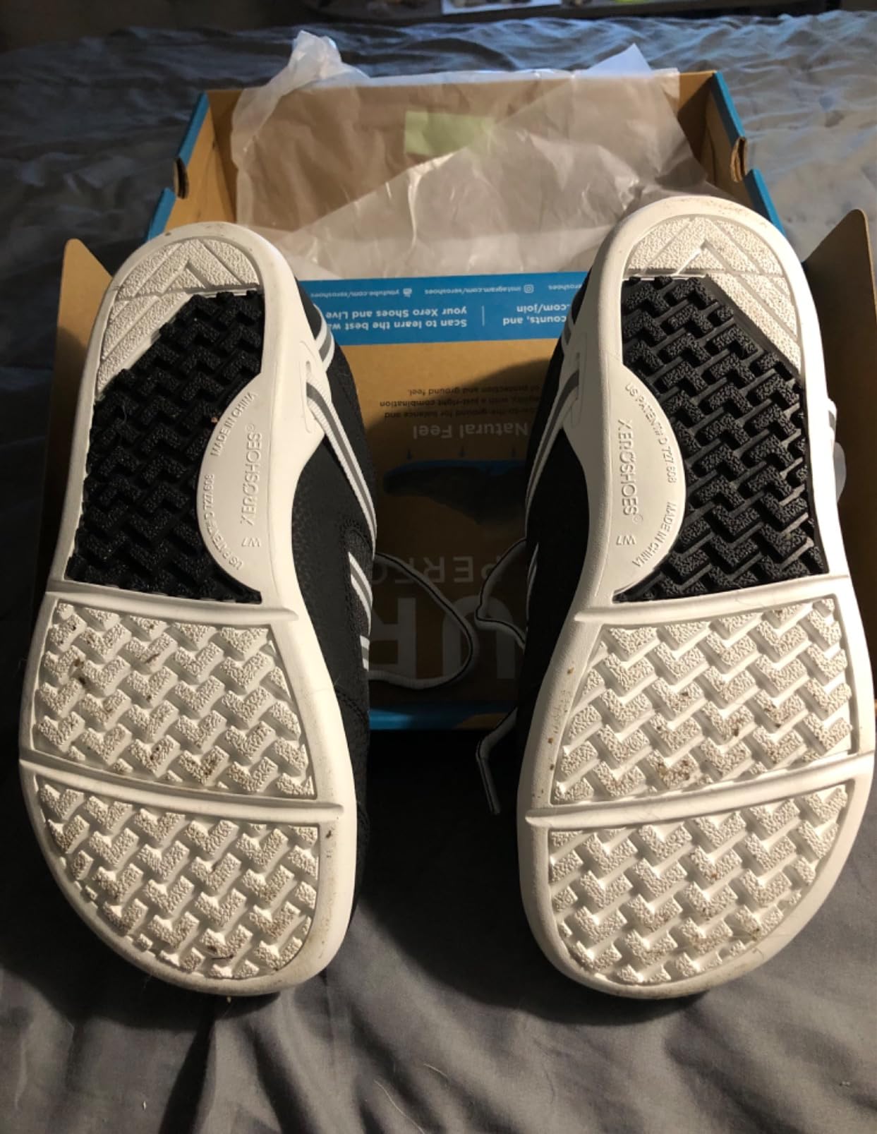 Xero Prio showing wide toe box design and mesh upper construction with synthetic overlays