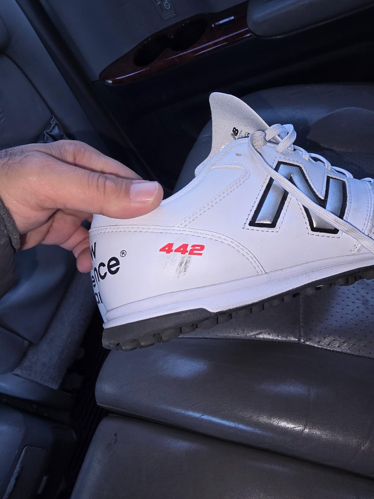 New Balance Men's 442 V2 Team TF Soccer Shoe showing premium leather upper and turf sole design
