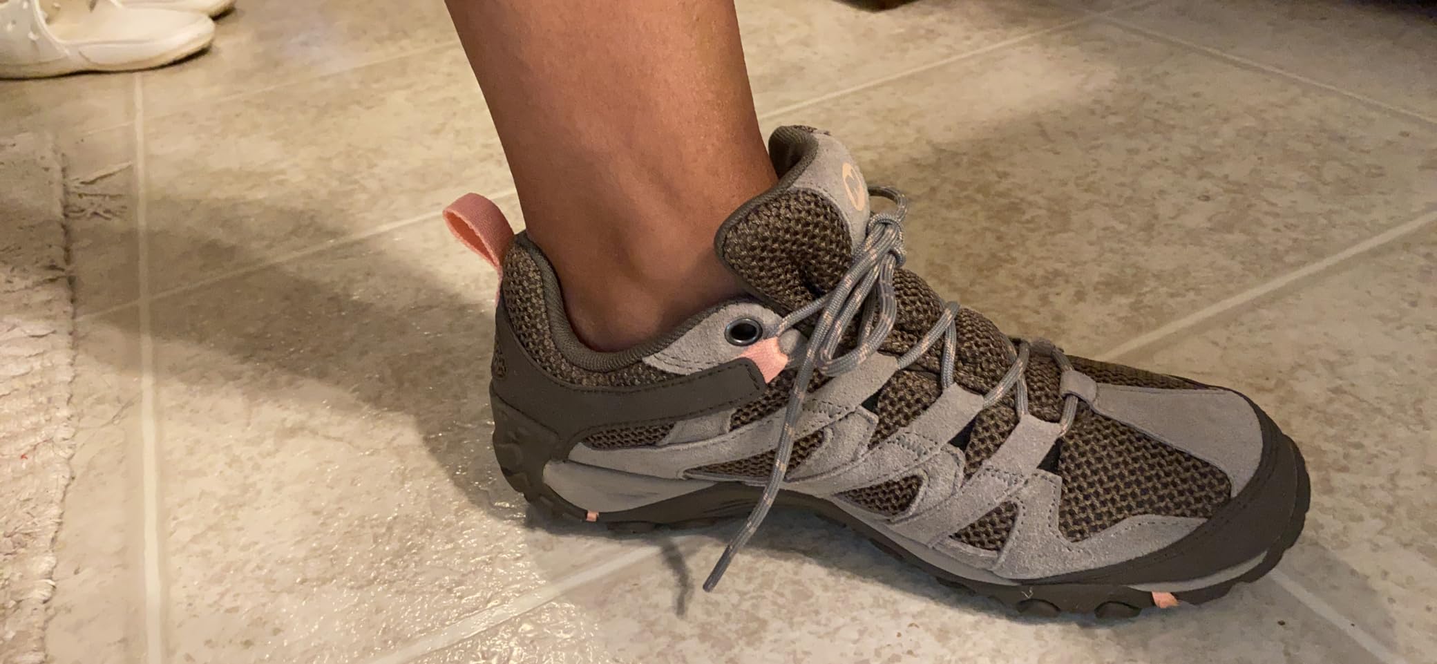 Detailed view of Merrell Alverstone outsole showing traction pattern and durability