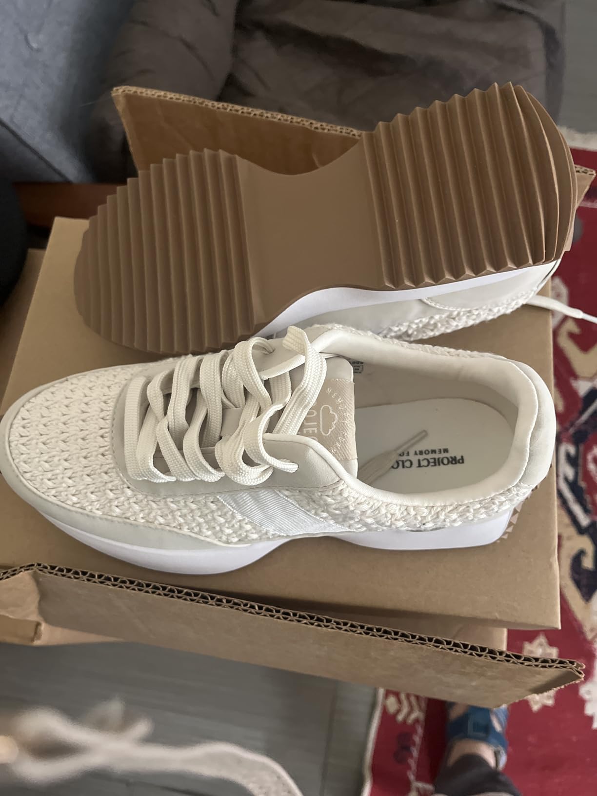 Project Cloud sneakers showing overall design and fit on feet for lifestyle wear assessment