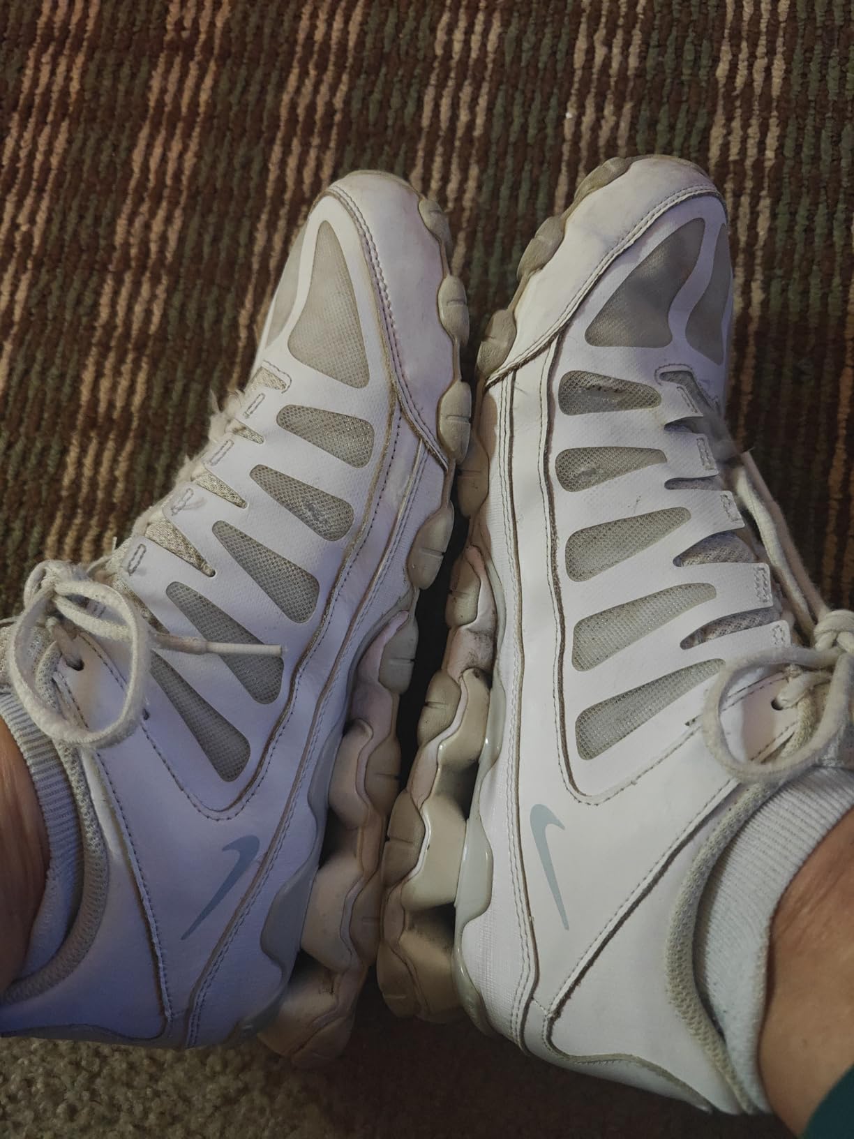 Close-up of Nike Reax cushioning columns and heel construction detail