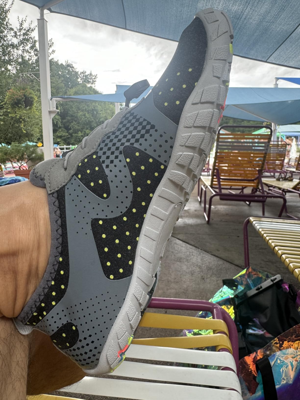 Water shoes worn by customer showing real-world fit and appearance