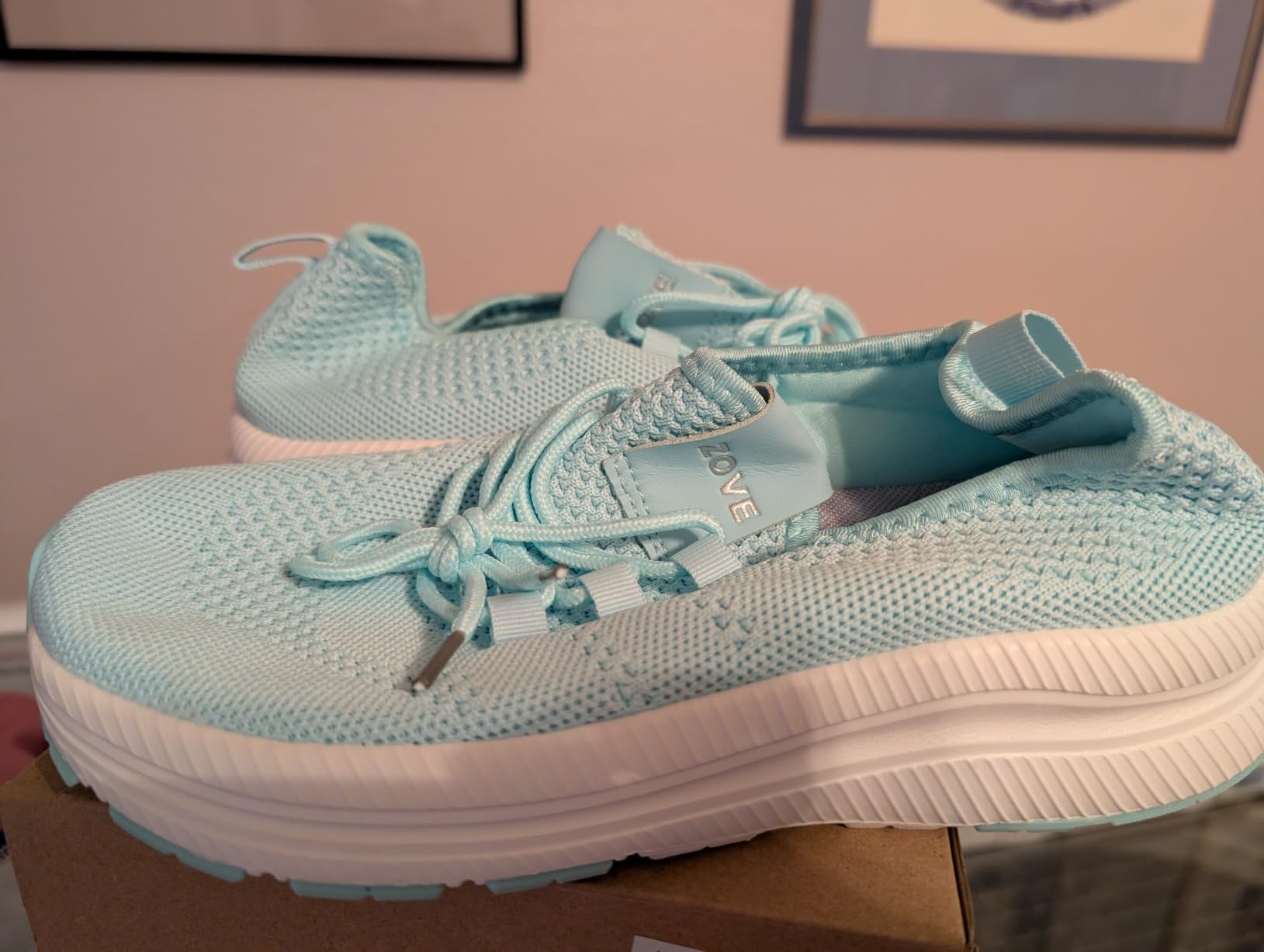 Interior view of ZOVE shoe showing minimal structure and insole design