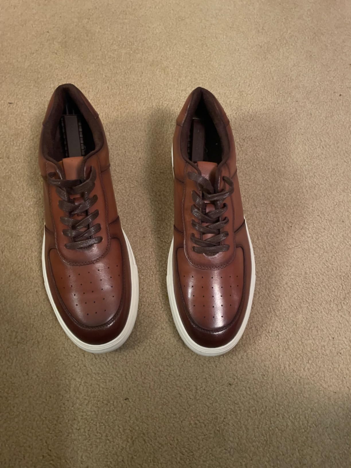Jousen Men's Fashion Sneakers brown dress sneaker hybrid showing oxford styling with rubber sole