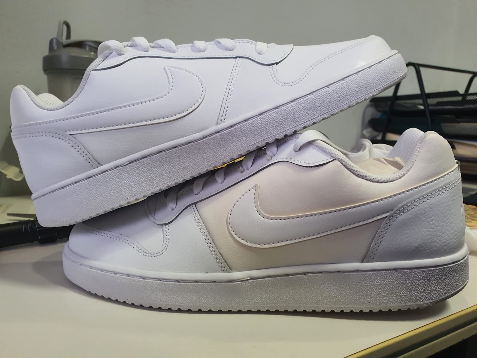 Nike Ebernon Low worn condition after testing showing durability and wear patterns on white colorway