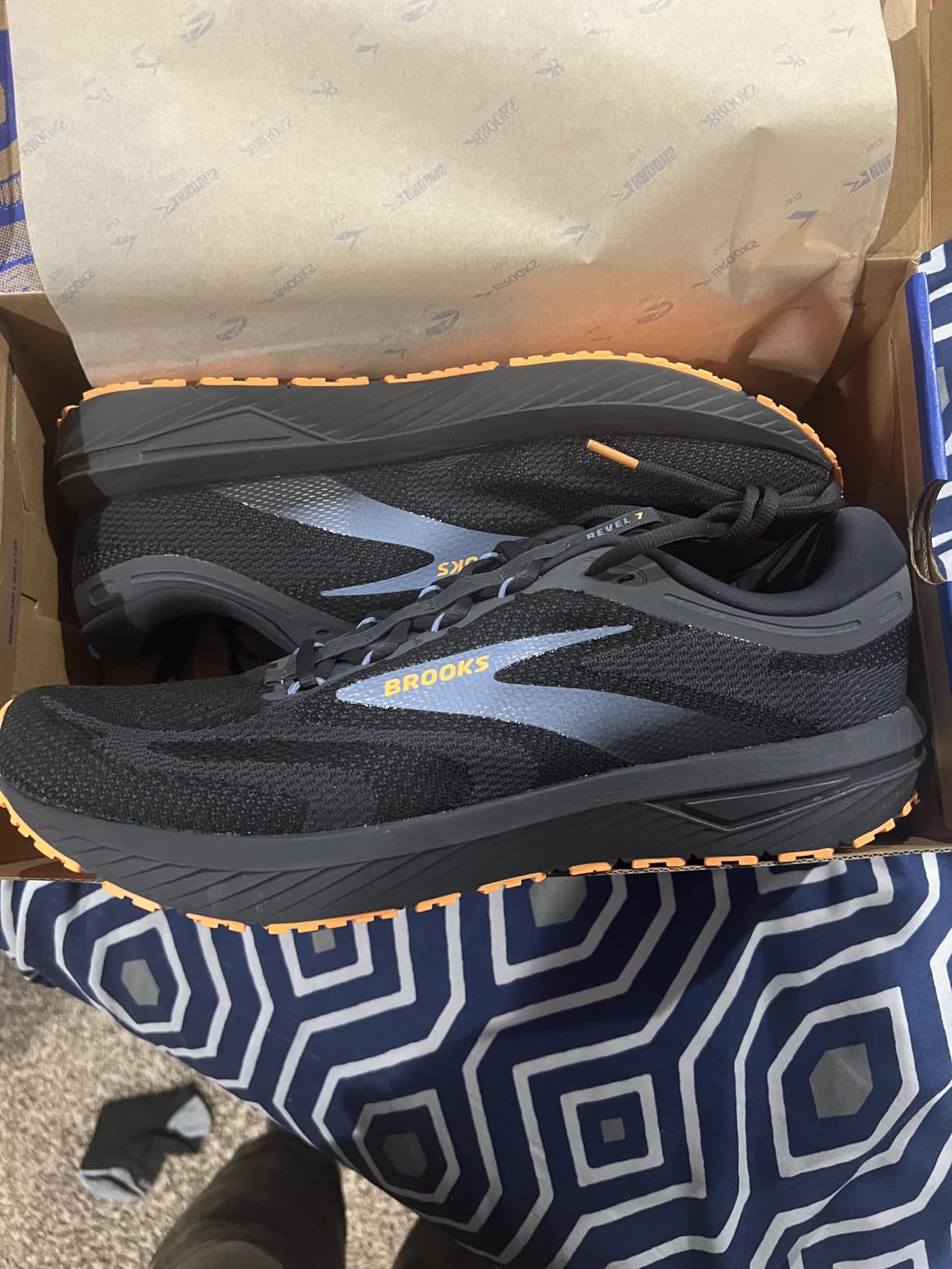 Brooks Revel 7 detailed view showing knit upper construction and midsole technology