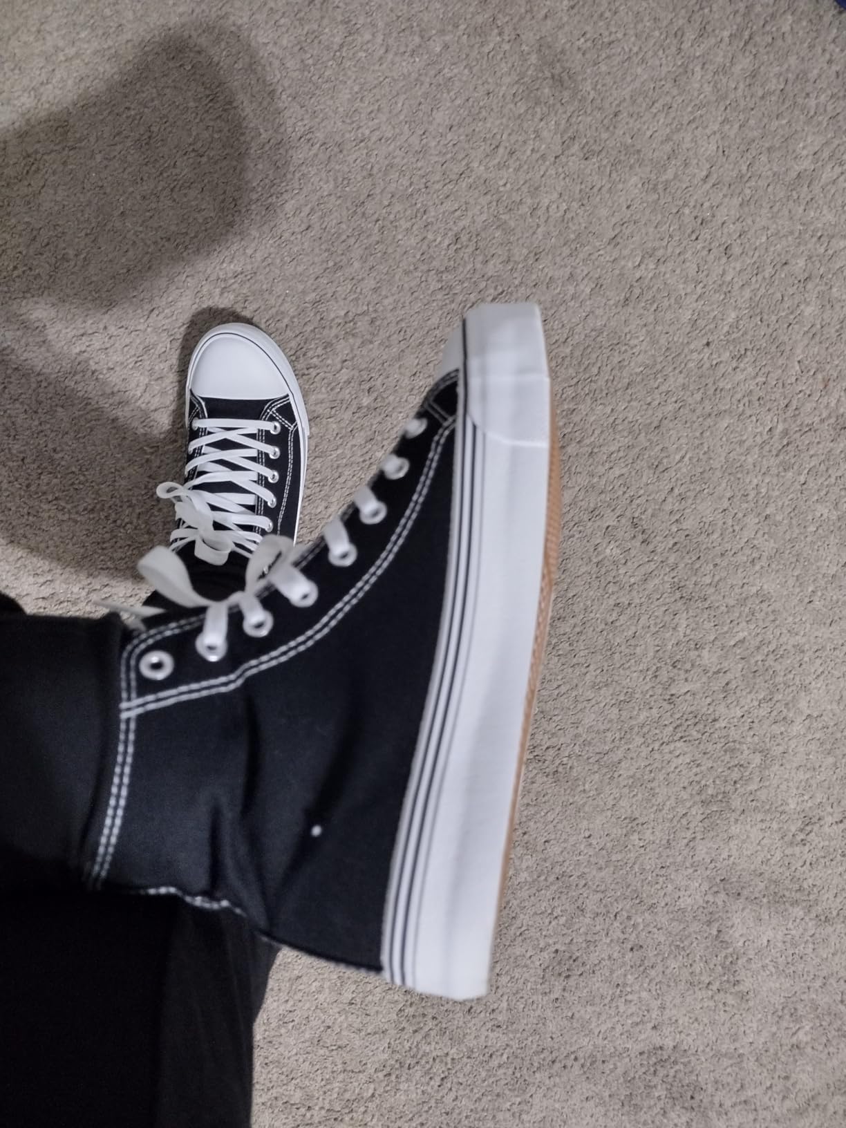 ZGR Women's High Top Canvas Sneakers black and white colorway showing classic design