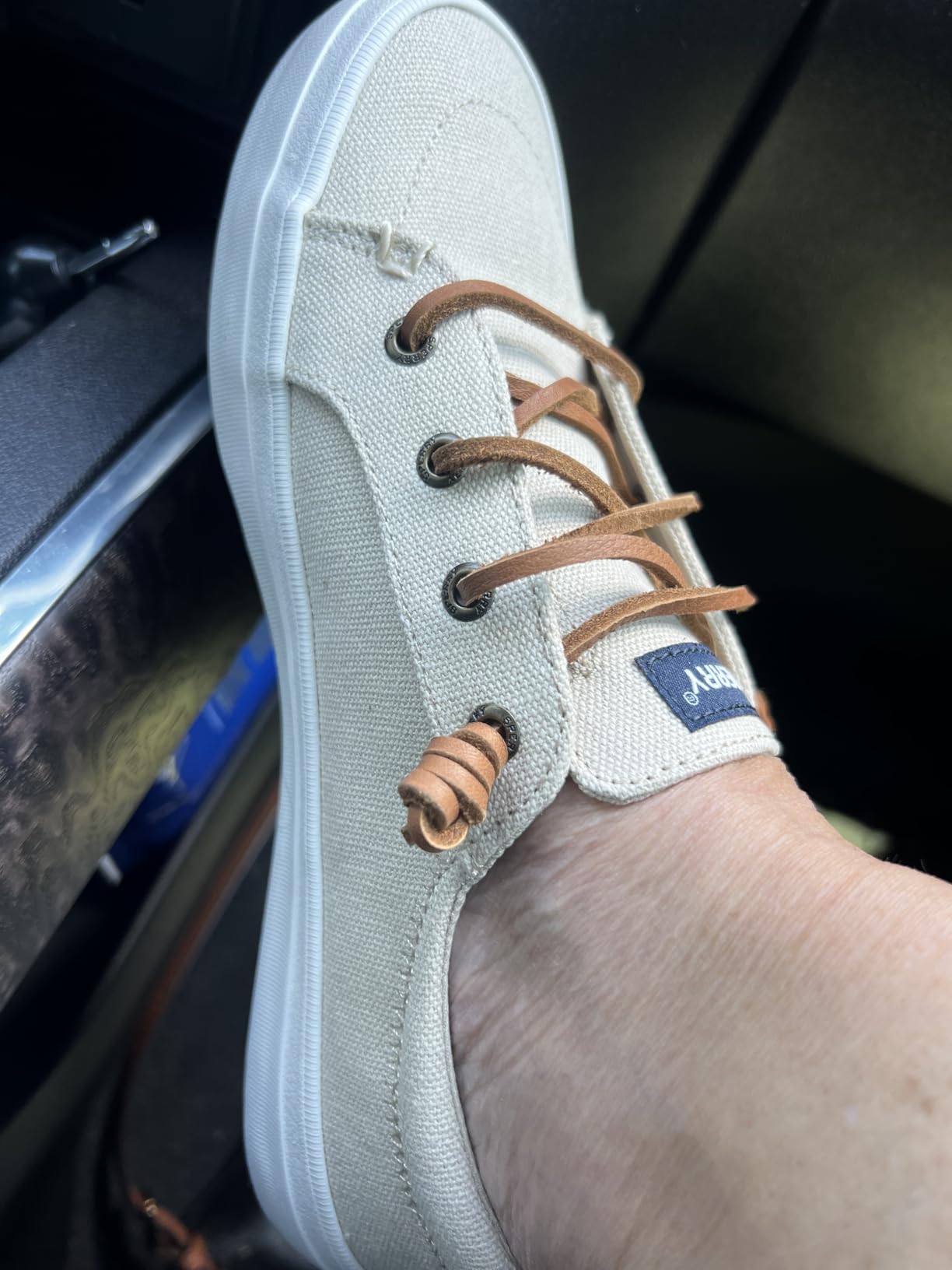 Top-down view of Sperry Crest Vibe showing toe box shape and lacing system