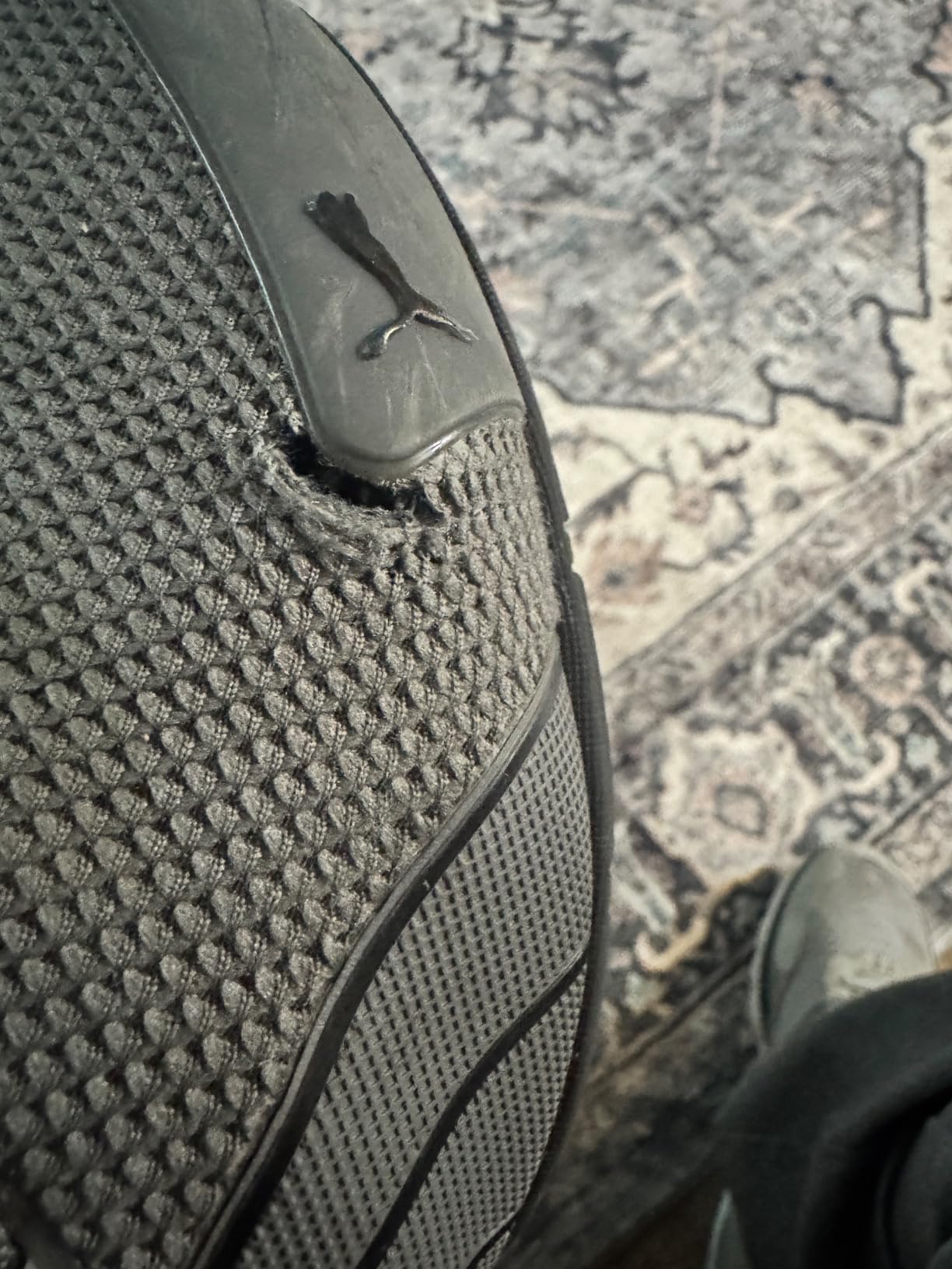 PUMA Voltaic Evo showing mesh panel wear after several months of use demonstrating durability concerns