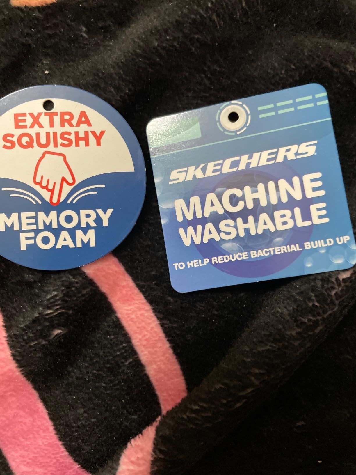 Close-up comparison showing Skechers memory foam technology and construction quality