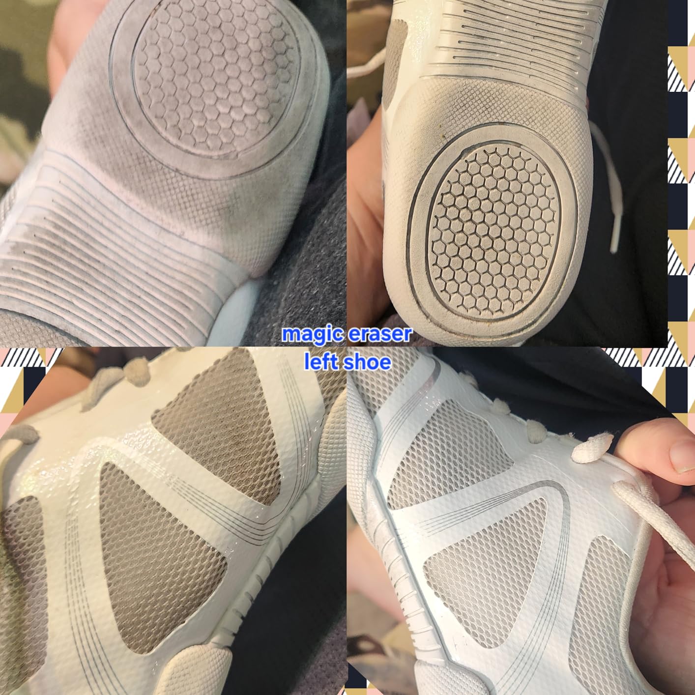 SneakERASERS cleaning sponge in action removing dirt from white sneaker sole