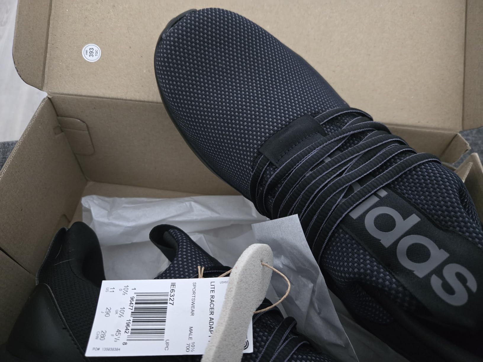 Manufacturing defect showing sole separation on new Adidas Lite Racer Adapt 7.0 out of box